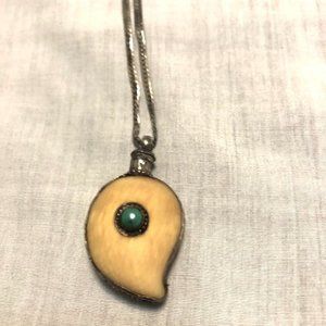 Vintage Porcelain & Silver Perfume Bottle on a Sterling Silver Chain